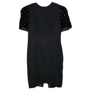 Vintage 90's Julie Duroche After Five Rhinestone Sleeve Shoulder Pad Dress 8P
